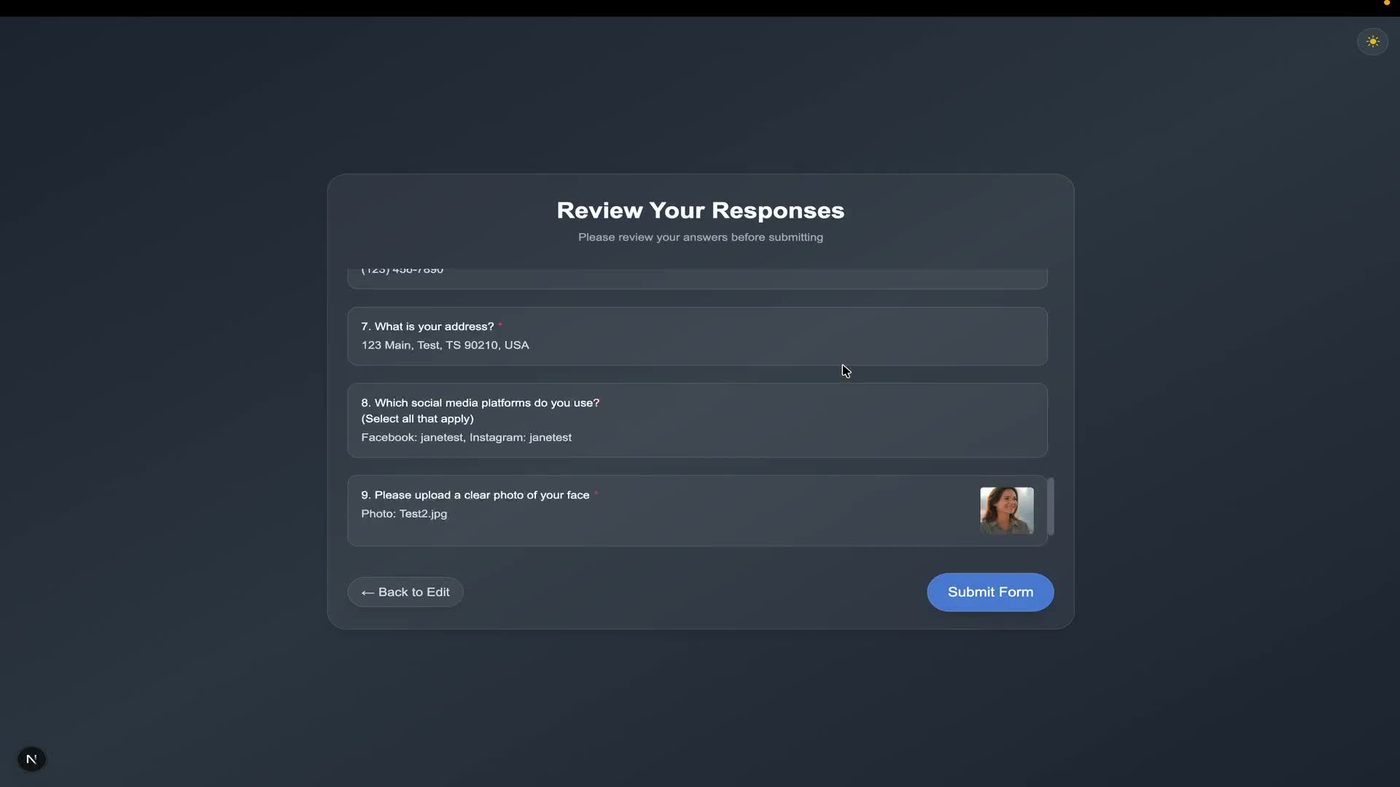 The attendee review screen